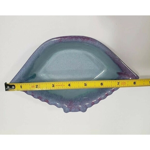 Crab Shaped Dish Bowl Art Pottery Glazed Stoneware Signed 8" Coastal Nautical - Picture 11 of 13